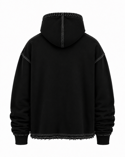 LUVSKI Cropped Heavyweight Hoodie - Black and Bright Green