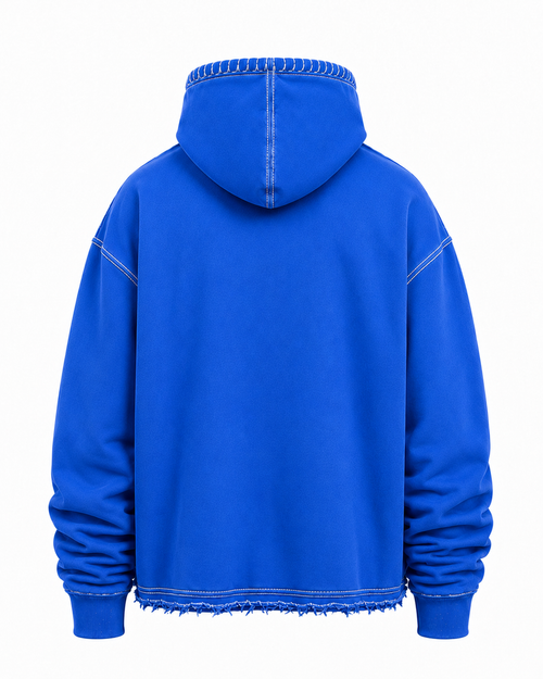 LUVSKI Cropped Heavyweight Hoodie - Blue and Yellow