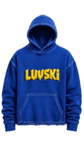LUVSKI Cropped Heavyweight Hoodie - Blue and Yellow