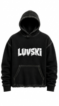 LUVSKI Cropped Heavyweight Hoodie - Black and White