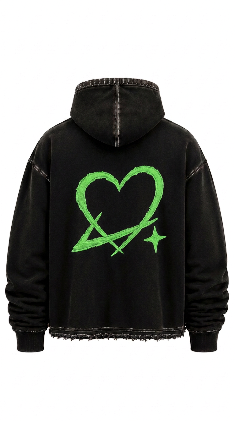 Black and Bright Green hoodie back