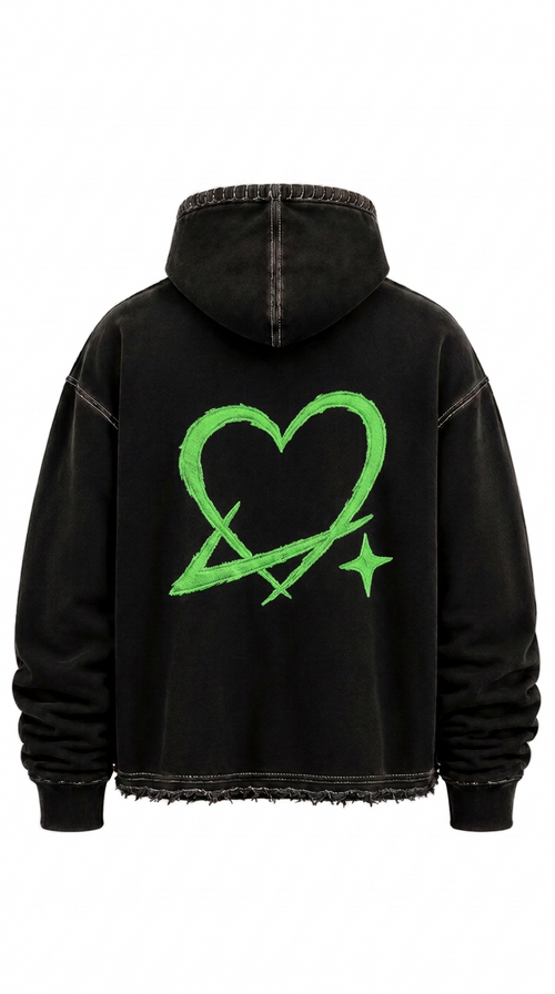 Black and Bright Green hoodie back