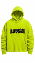 LUVSKI Cropped Heavyweight Hoodie - Neon and Black