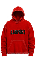 LUVSKI Cropped Heavyweight Hoodie - Red and Black