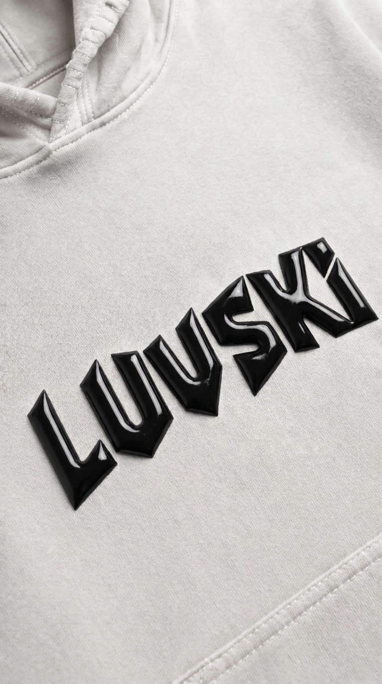 White and Black Cropped Heavyweight Hoodie - Detail