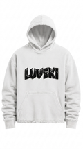 White and Black Cropped Heavyweight Hoodie - Front